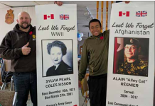 Legion flying flags of military heroes