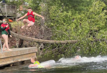 Time to jump in a lake